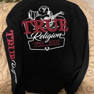 True Religion Black Shirt with Red and White Logo